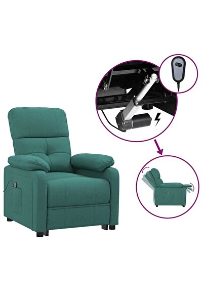 vidaxl Fotoliu rabatabil electric, verde închis, material textil