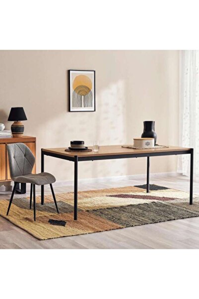 PAN HOME Walter 6 Seater Dining Table Melamine - Black Natural