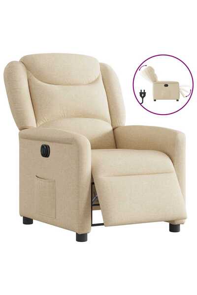 vidaxl Fotoliu rabatabil electric, crem, material textil