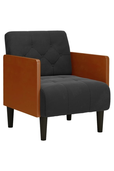 vidaxl Canapea Scaun cu Cotiere Negru 55 cm Catifea