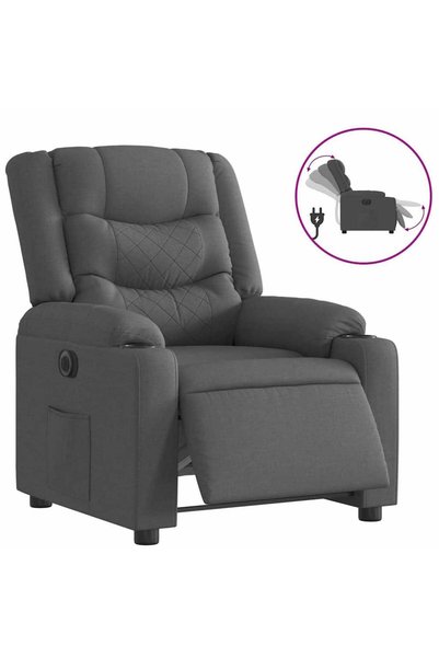 vidaxl Fotoliu rabatabil electric, gri închis, material textil