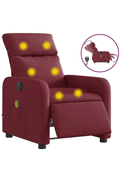 vidaxl Fotoliu electric de masaj rabatabil, roșu vin, textil