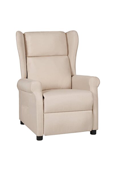 vidaxl Fotoliu rabatabil, crem, material textil