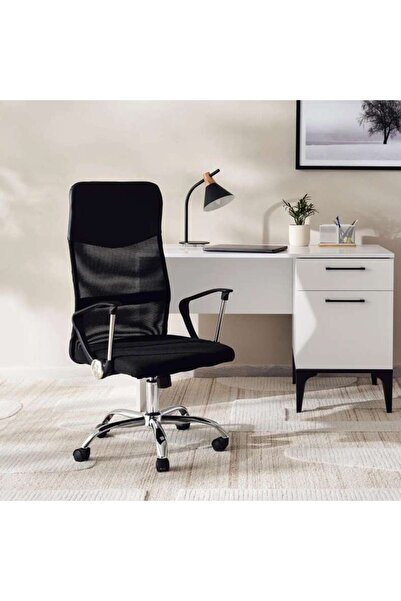 PAN HOME Dallyn Office High Back Chair Mesh And Fabric- Black