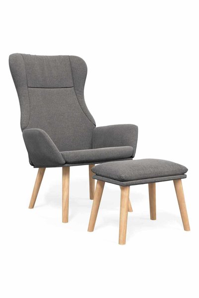 vidaxl Scaun de relaxare cu taburet, gri deschis, textil