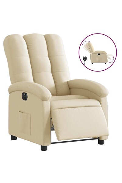 vidaxl Fotoliu rabatabil electric, crem, material textil