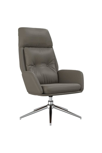 vidaxl Scaun de relaxare, gri, piele naturală