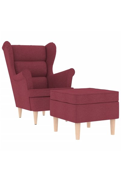 vidaxl Fotoliu cu taburet pentru picioare, roșu vin, material textil