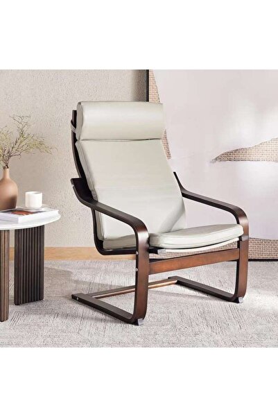 PAN HOME Cantilever Relax Chair - Beige & Walnut