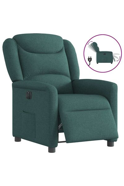 vidaxl Fotoliu rabatabil electric, verde închis, material textil