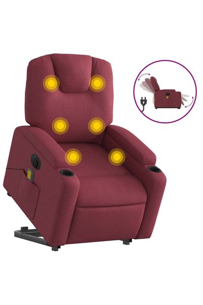 vidaxl Fotoliu de masaj electric rabatabil cu ridicare roșu vin textil