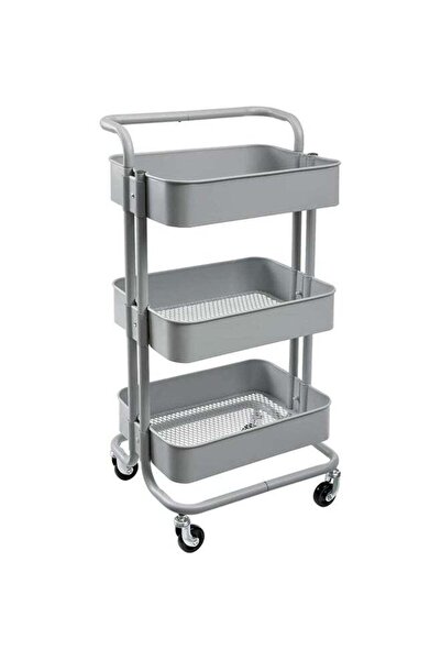 ACTEN 3 Tier Trolley Storage Cart With Wheels Grey 43.5x33x87cm