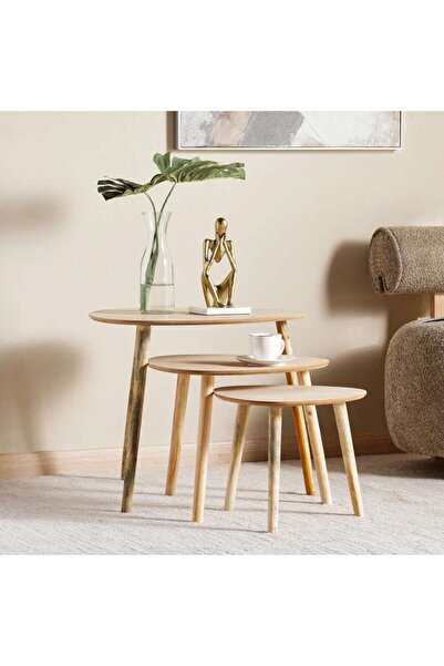 PAN HOME Wendy Nest Of Table Set Of 3 Veneer - Natural