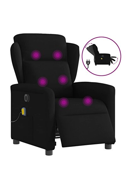 vidaxl Fotoliu electric de masaj rabatabil, negru, textil