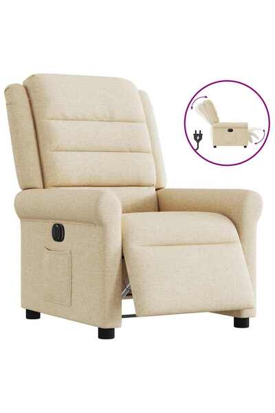 vidaxl Fotoliu rabatabil electric, crem, material textil
