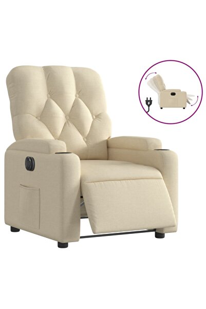 vidaxl Fotoliu rabatabil electric, crem, material textil