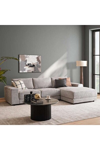 PAN HOME Donta Corner Sofa Set ( Right Side ) - Grey