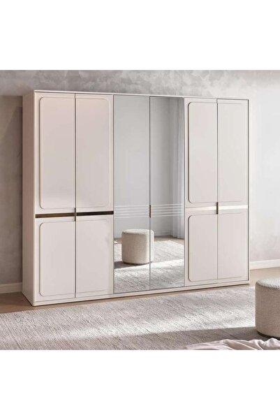 PAN HOME Torino 6 Door Wardrobe - Cream