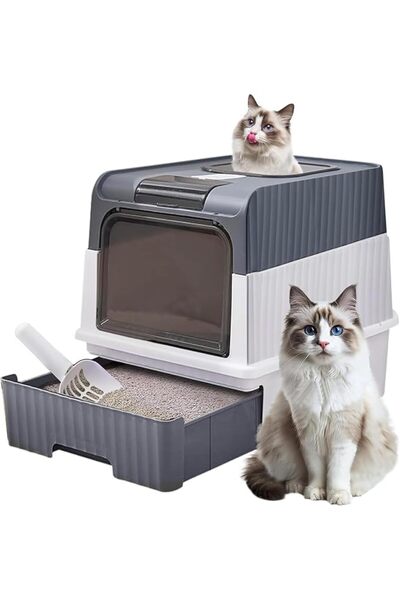 Yoawllty Cat Litter Boxes,Foldable Closed Large Cat Litter Box with Lid,Deodo...