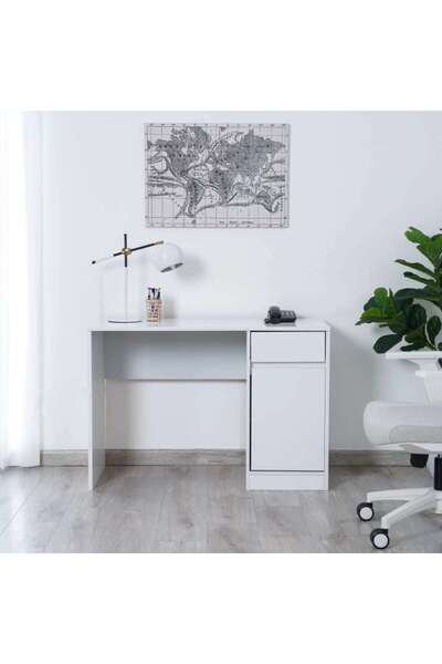 PAN HOME Adapt Writing Desk With Pedestal -white