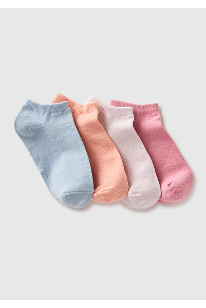 United Colors of Benetton Boy's pink mix color 4-pack bootie socks
