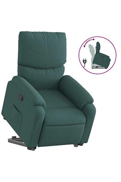vidaxl Fotoliu rabatabil ridicare pe verticală, verde închis, textil