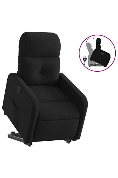 vidaxl Fotoliu rabatabil cu ridicare pe verticală, negru, textil