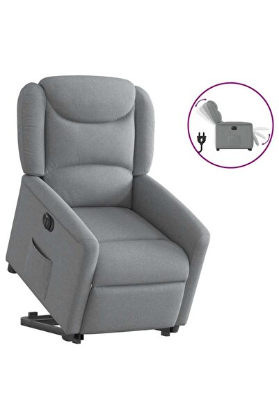 vidaxl Fotoliu electric rabatabil cu ridicare, gri deschis, textil