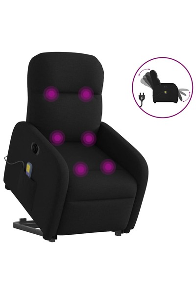 vidaxl Fotoliu electric de masaj rabatabil cu ridicare, negru, textil