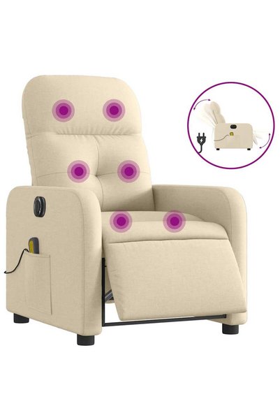 vidaxl Fotoliu electric de masaj rabatabil, crem, textil