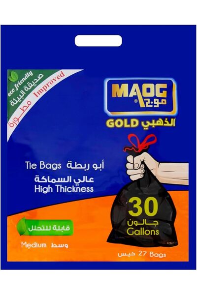 Maog Tie Bag, 30 Gallon, Thick, 27 Pcs, Black