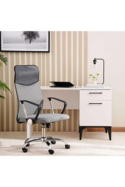 PAN HOME Dallyn Office High Back Chair Mesh And Fabric- Grey Black