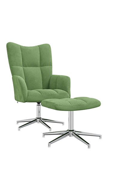 vidaxl Scaun de relaxare cu taburet, verde deschis, catifea