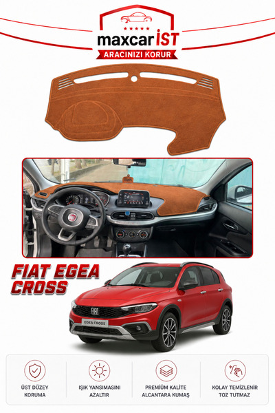 COLONY Fiat Egea Cross Elegance Serisi Uyumlu Torpido Koruma Örtüsü/Kılıfı Taba
