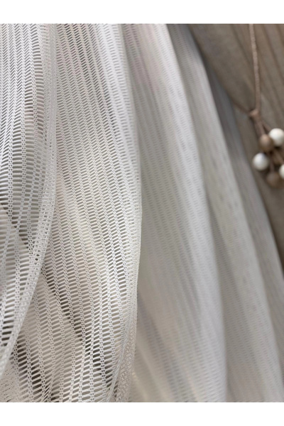 NİVEMESHOME Monolithic Fi̇le Ecru 1/2,5 Pleated Tulle Curtain Apm