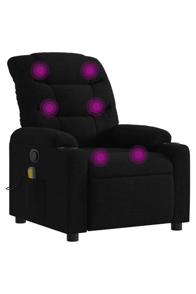 vidaxl Fotoliu de masaj rabatabil, negru, material textil