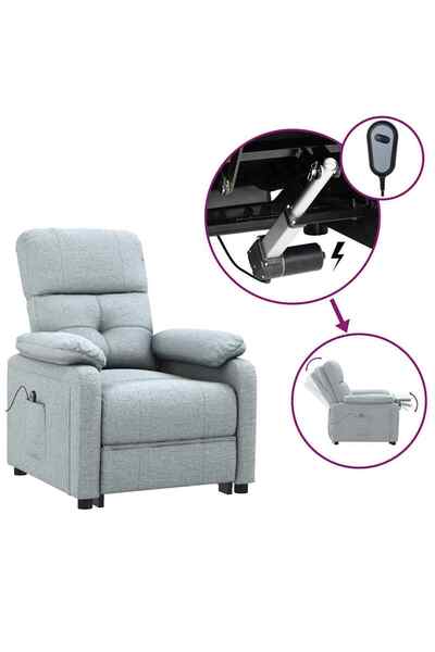 vidaxl Fotoliu rabatabil electric, gri deschis, textil