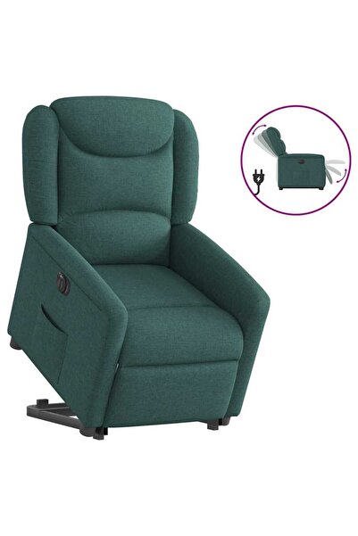 vidaxl Fotoliu electric rabatabil cu ridicare, verde închis, textil