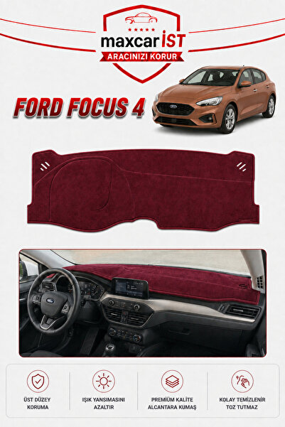 CYBERLİNE Ford Focus 4 Elegance Serisi Uyumlu Torpido Koruma Örtüsü/Kılıfı Bordo