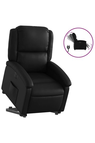 vidaxl Fotoliu rabatabil electric cu ridicare, negru, piele ecologică
