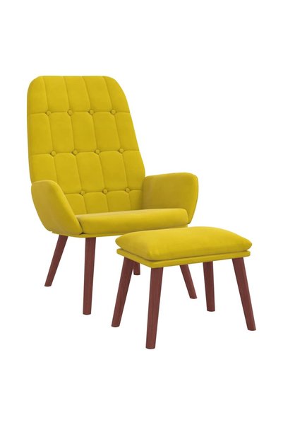 vidaxl Scaun de relaxare cu suport picioare, galben, catifea