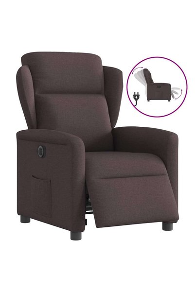 vidaxl Fotoliu rabatabil electric, maro închis, material textil