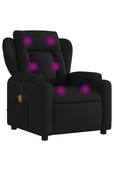 vidaxl Fotoliu reclinabil cu masaj, material textil negru