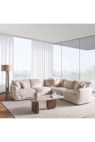 PAN HOME Hustler Corner Sofa Set - Beige