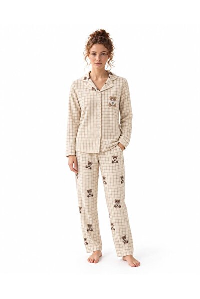 RAPAPA Women's Teddy Bear Patterned Full Sleeve Pajama Set 6701-7