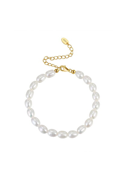 Be Special Brățară din argint 925 placată cu aur de 14K cu perle 21,5 cm