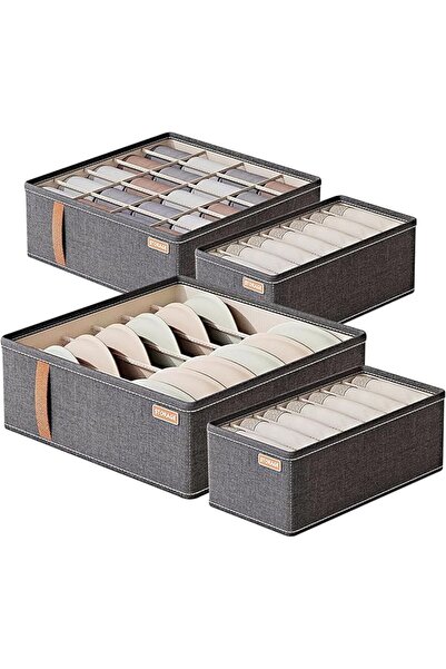 GENERAL LAJUU 4 pcs Underwear Organiser,40 Cell Foldable Wardrobe Organizers ...