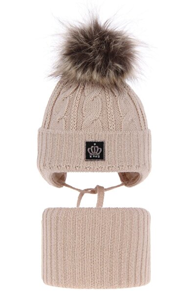 fantasialand Winter set for girls, cream hat and circular scarf, Tigra model,...