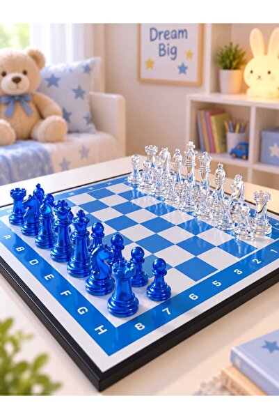 TOHA Mavi Satranç Takımı 26x25 cm Eğitici Strateji ve Zeka Oyunu Çocuk ve Yet...