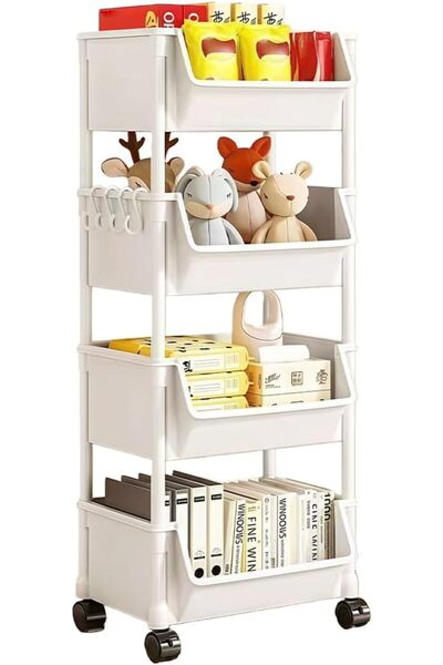 GENERAL 4-Tier Heavy Duty Storage Shelf Organizer with 4 Caster Wheels - Heav...
